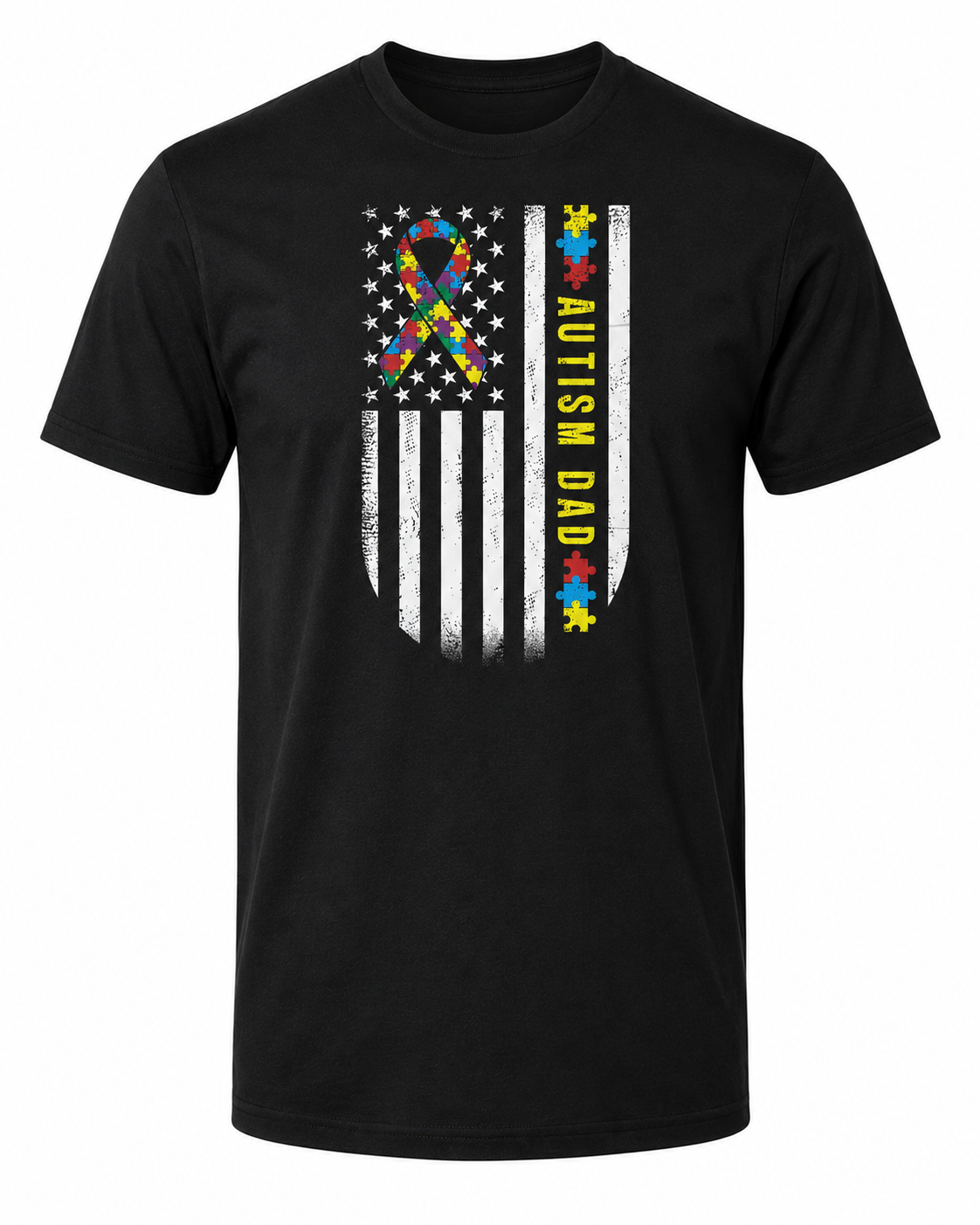 Autism Dad American Flag T-Shirt