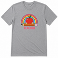 Teacher Rainbow Apple T-Shirt- Grey