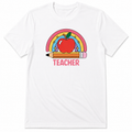 Teacher Rainbow Apple T-Shirt- White