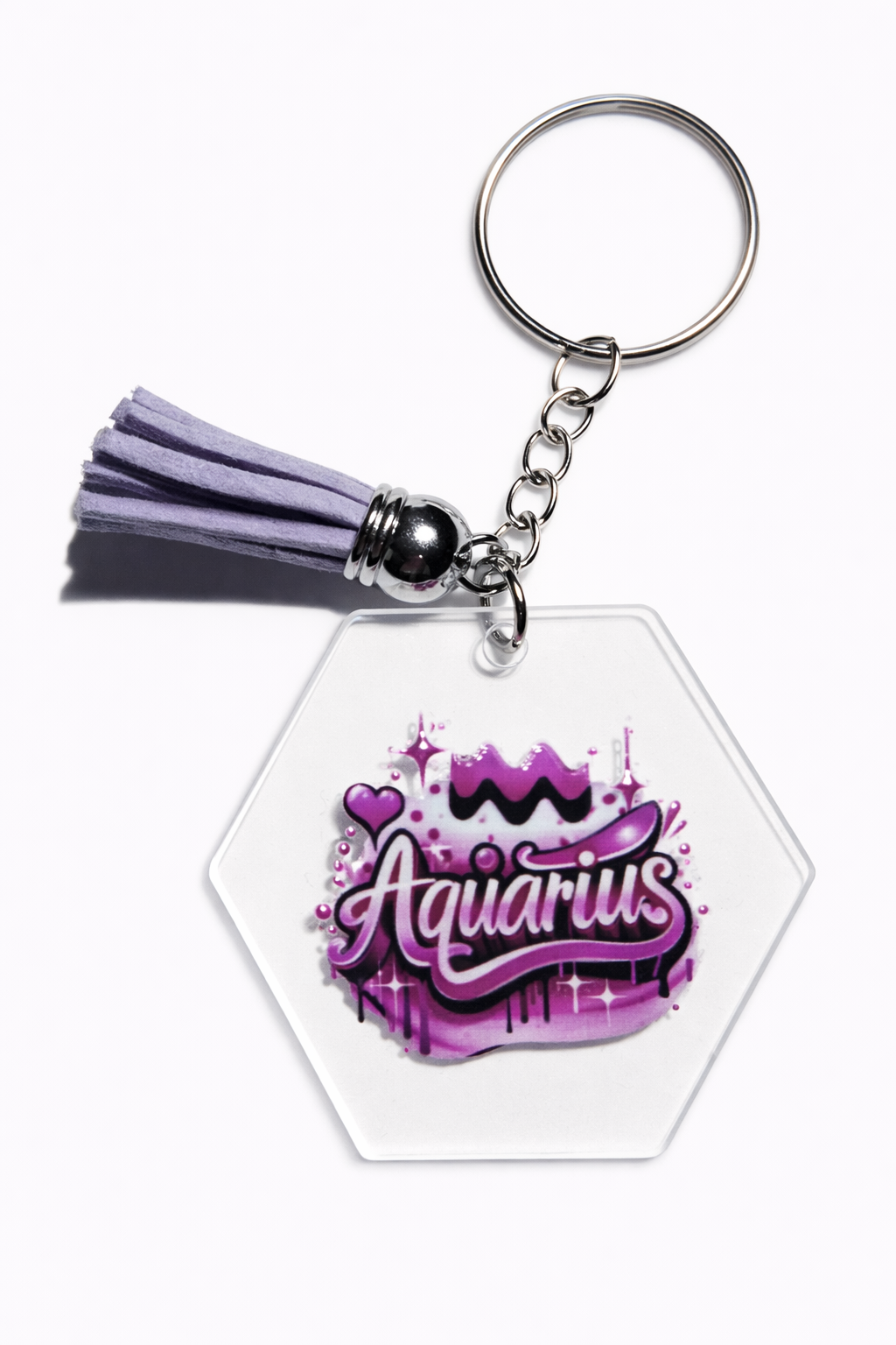 Pink Graffiti Zodiac Keychains