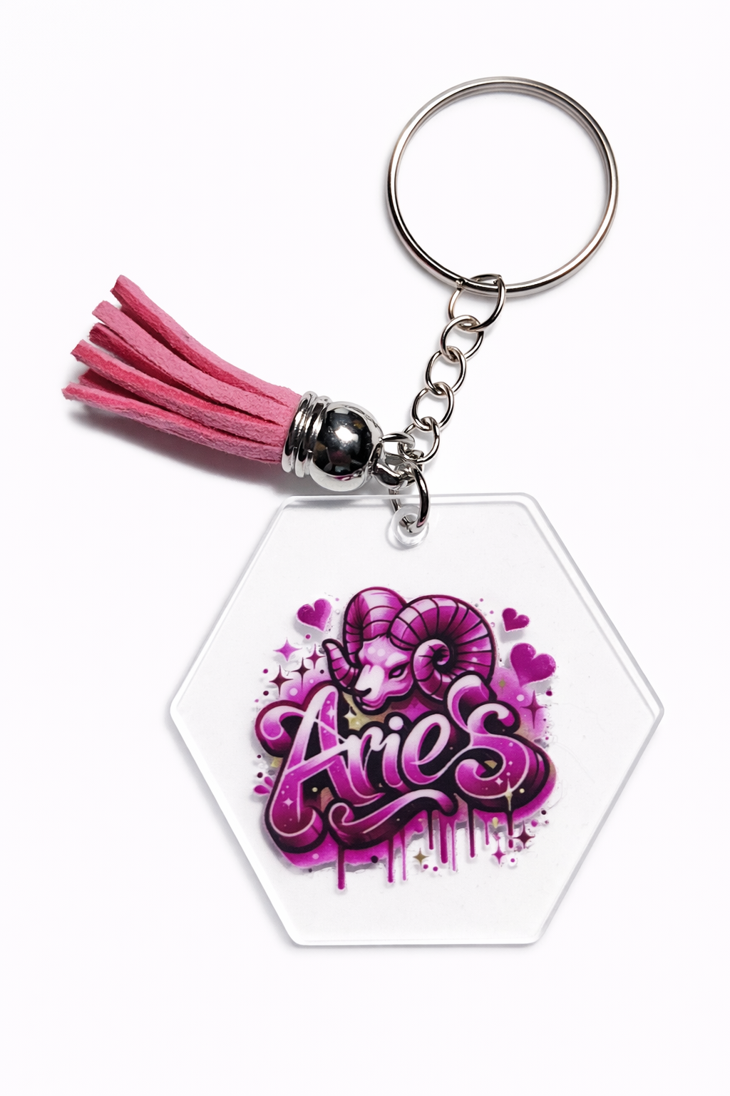 Pink Graffiti Zodiac Keychains