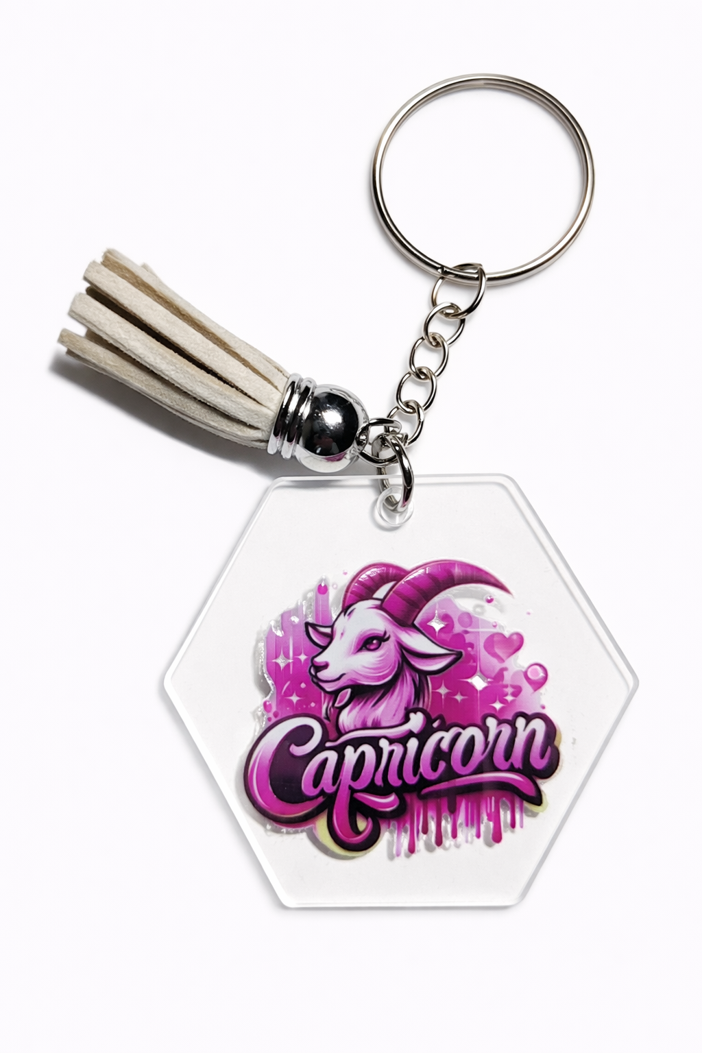 Pink Graffiti Zodiac Keychains