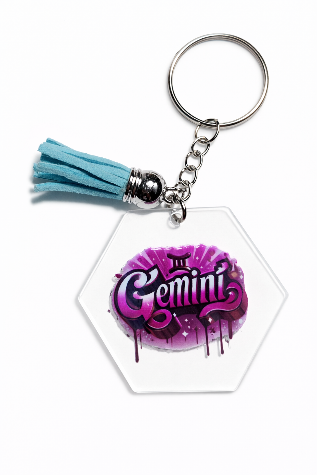 Pink Graffiti Zodiac Keychains