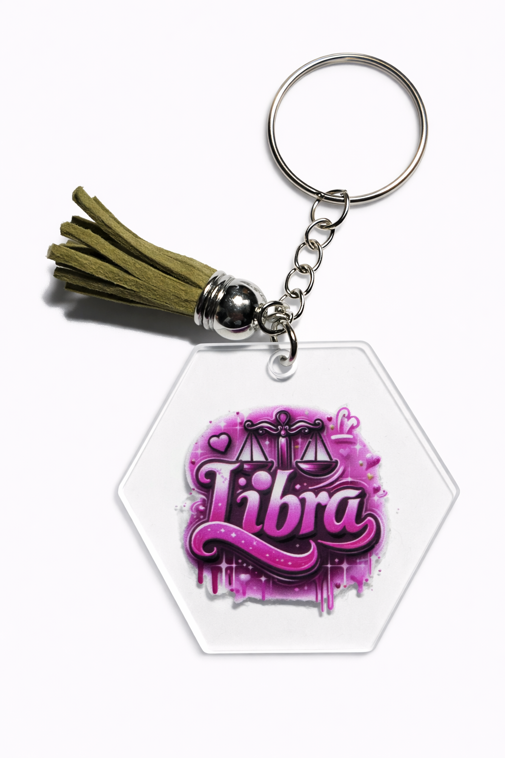 Pink Graffiti Zodiac Keychains