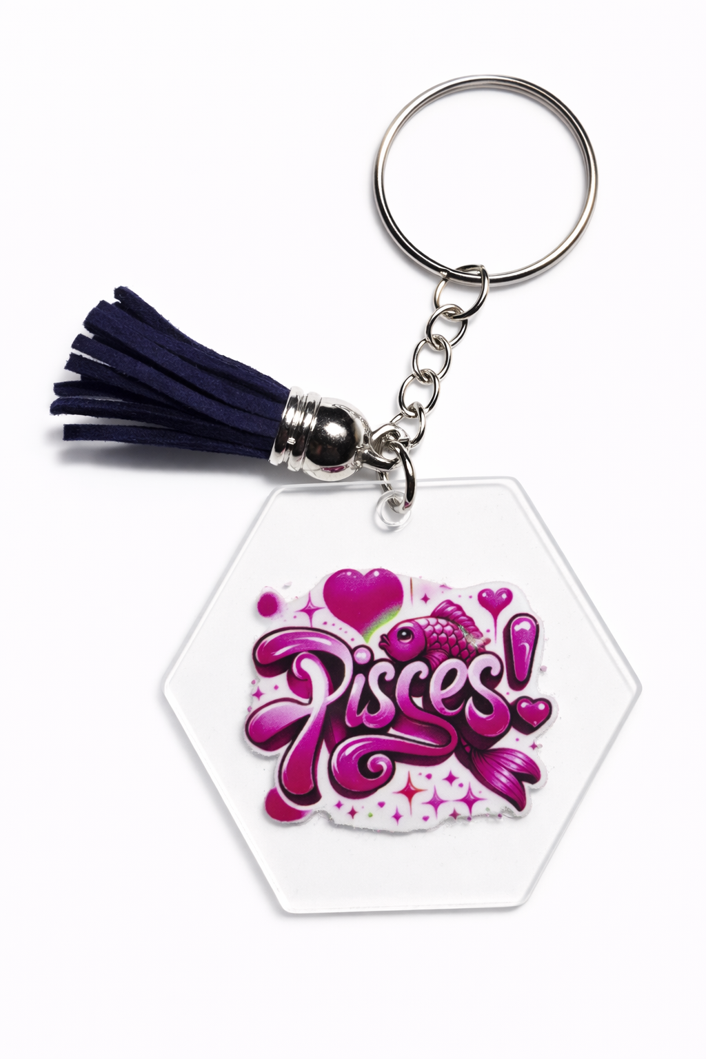 Pink Graffiti Zodiac Keychains