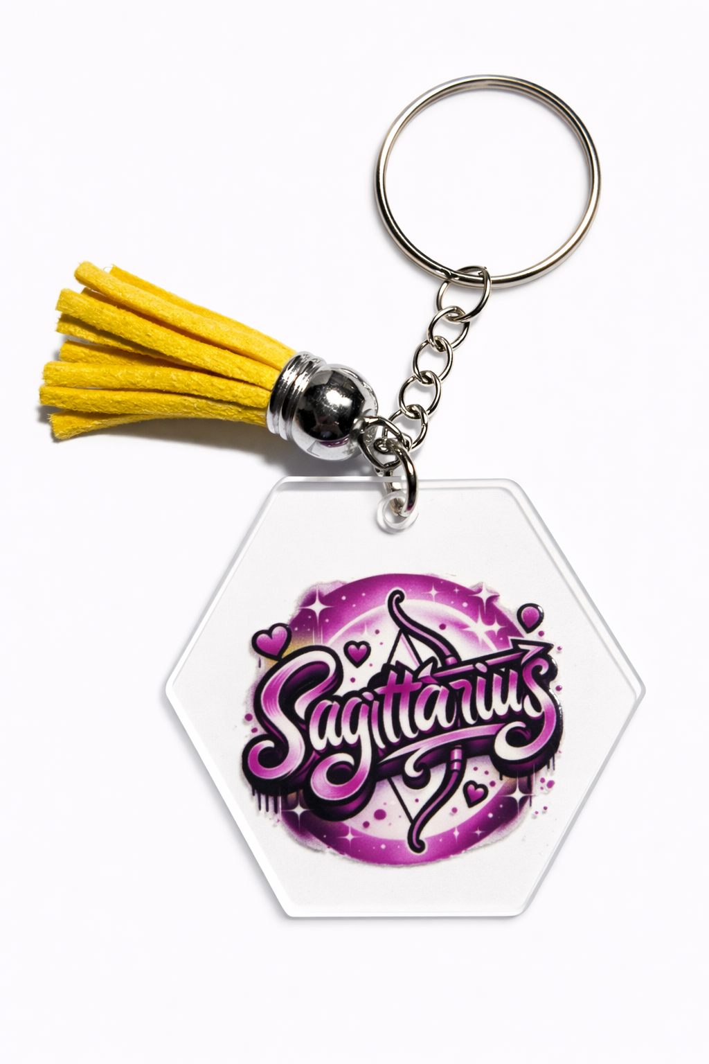 Pink Graffiti Zodiac Keychains