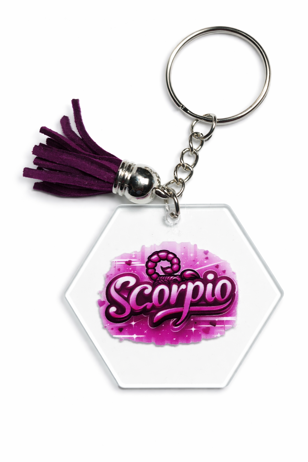 Pink Graffiti Zodiac Keychains