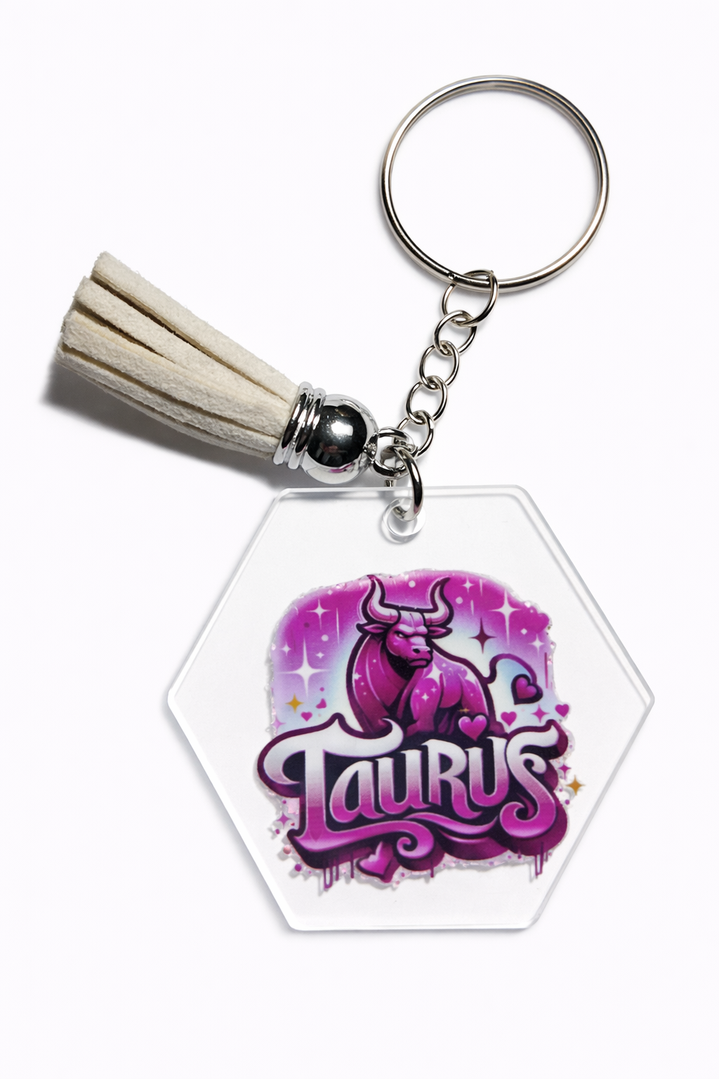 Pink Graffiti Zodiac Keychains