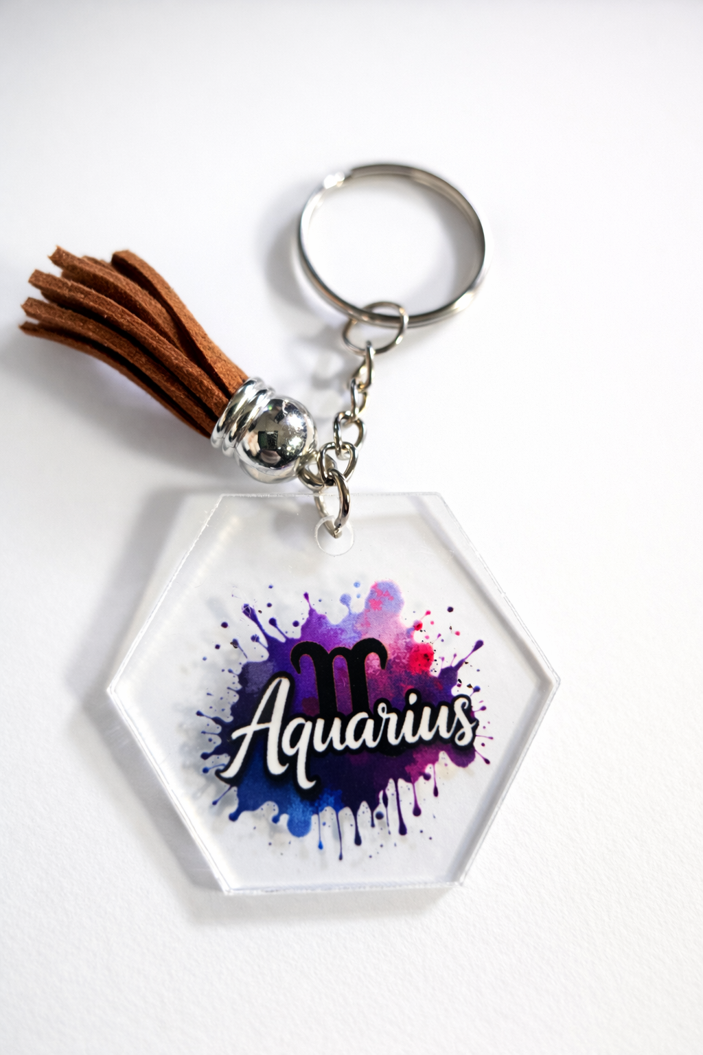Zodiac Watercolor Splash Keychain