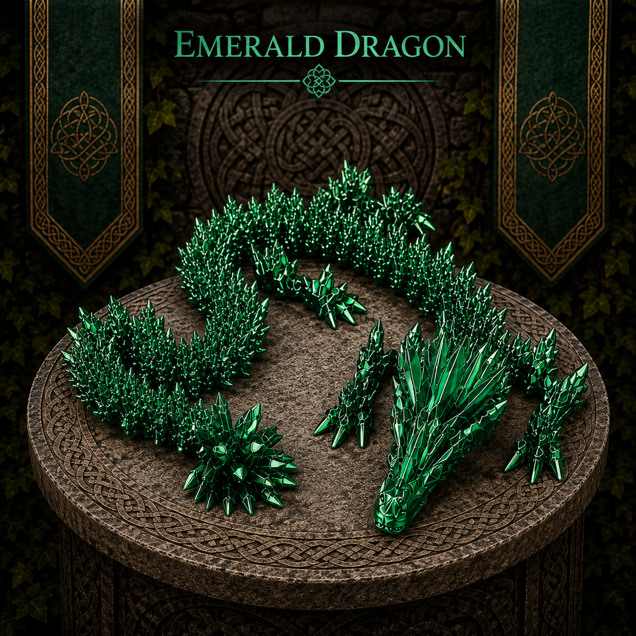 Emerald Crystal Dragon – Articulated 3D Printed Dragon