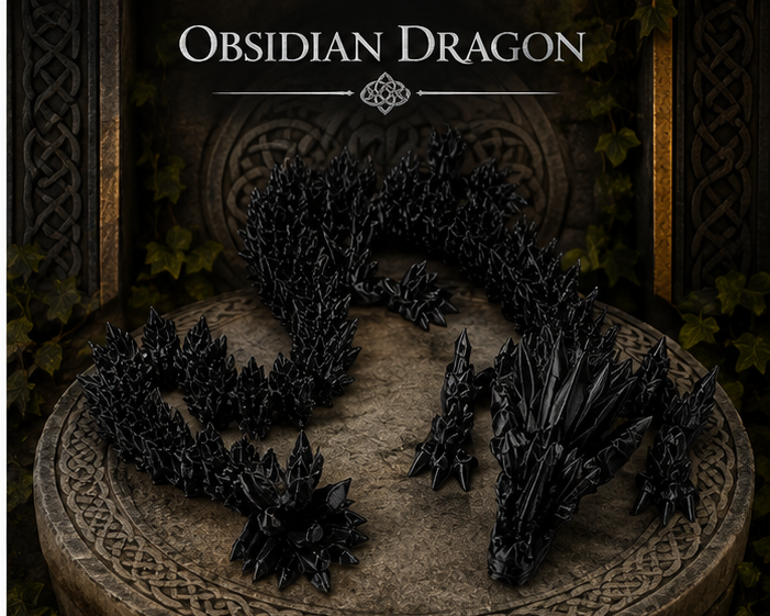 Obsidian Crystal Dragon – Articulated 3D Printed Dragon