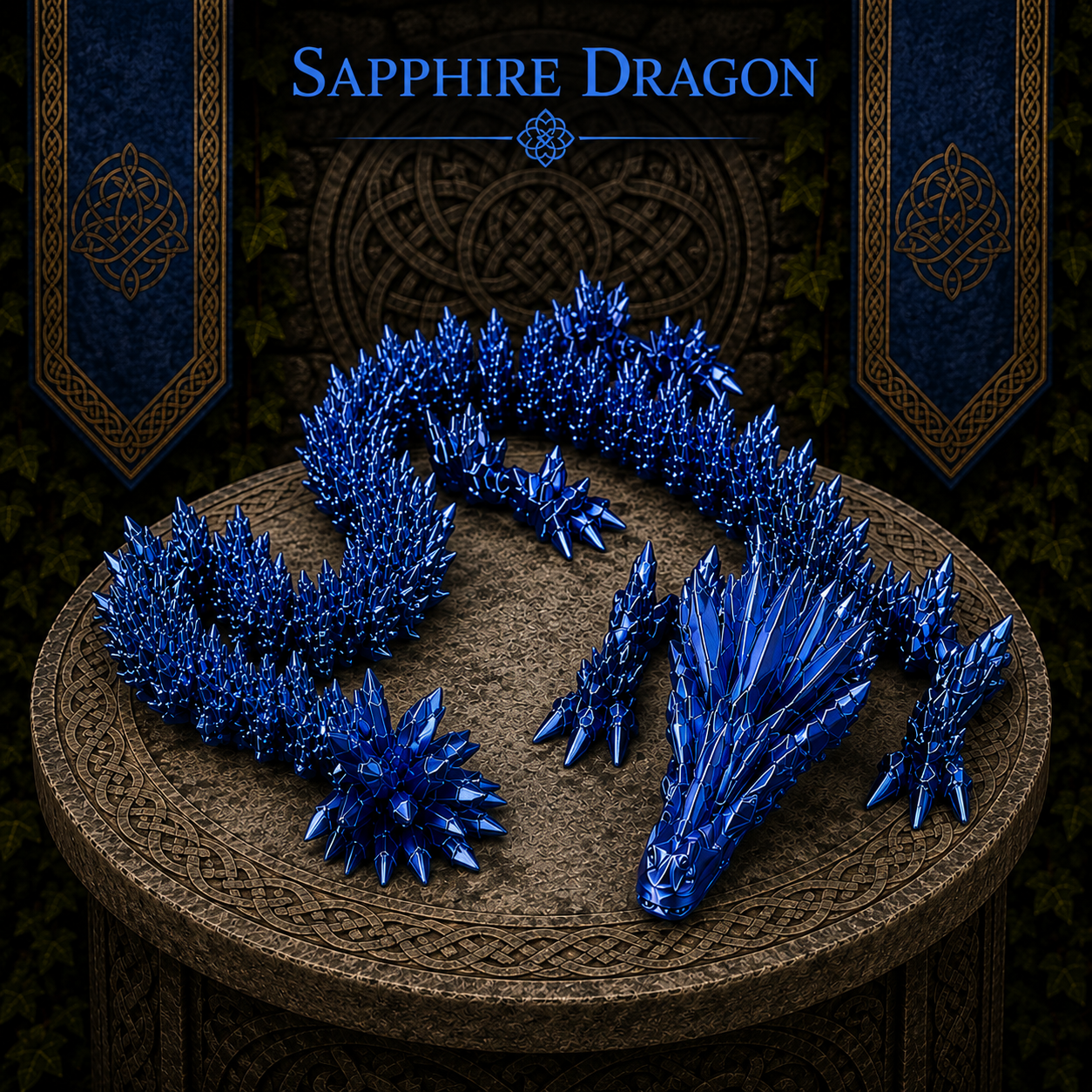 Sapphire Crystal Dragon – Articulated 3D Printed Dragon